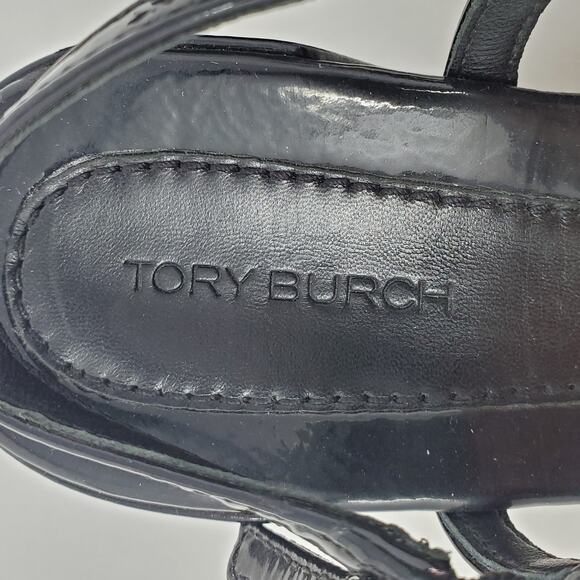 Tory Burch Georgia Slingback Pumps 70MM Naplack Cow Perfect Black 137065 Size 8 - Picture 9 of 11